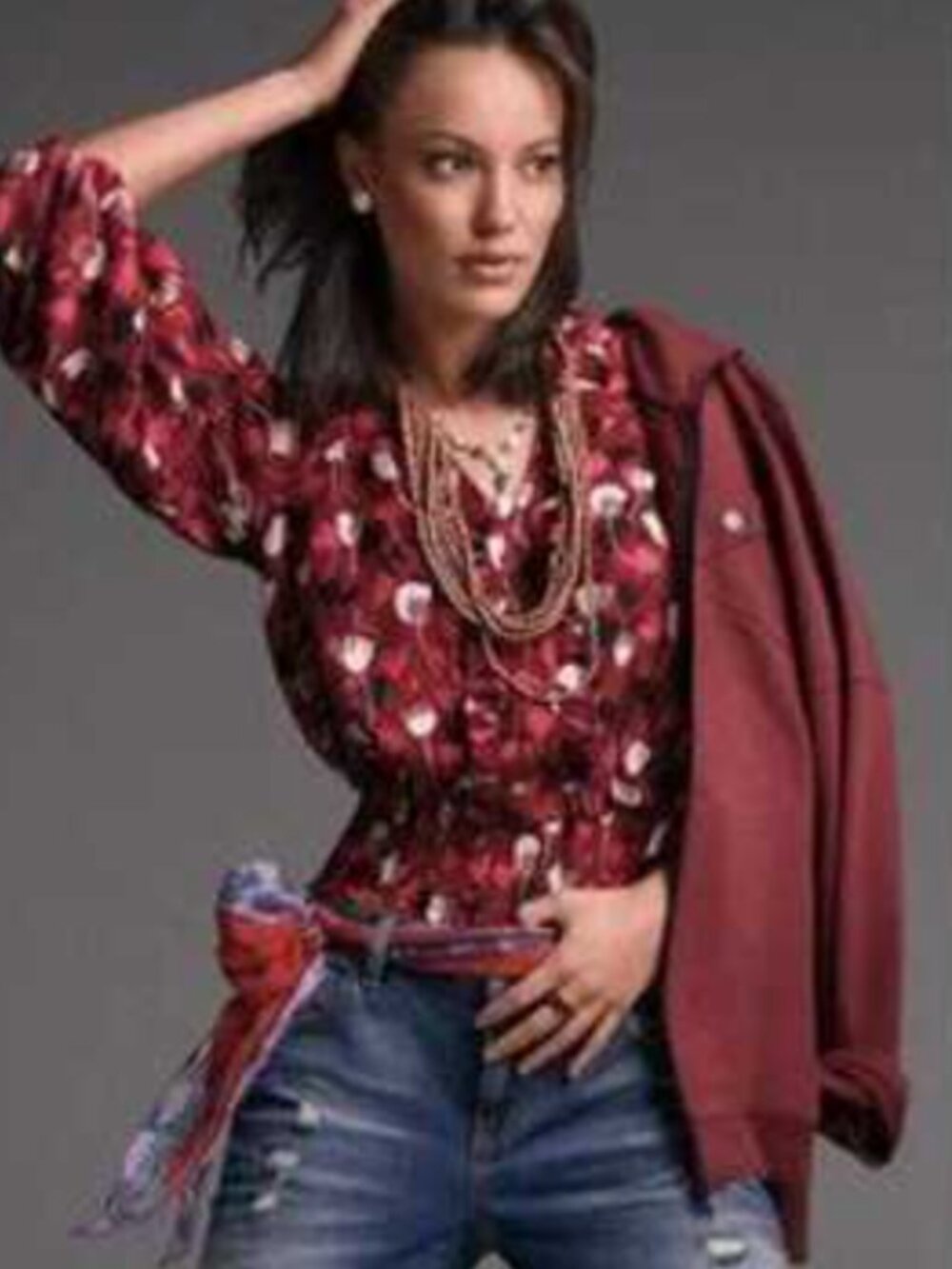 CABI 4157 Corsage Bold Floral Print Feminine Ruffly Blouse size medium
